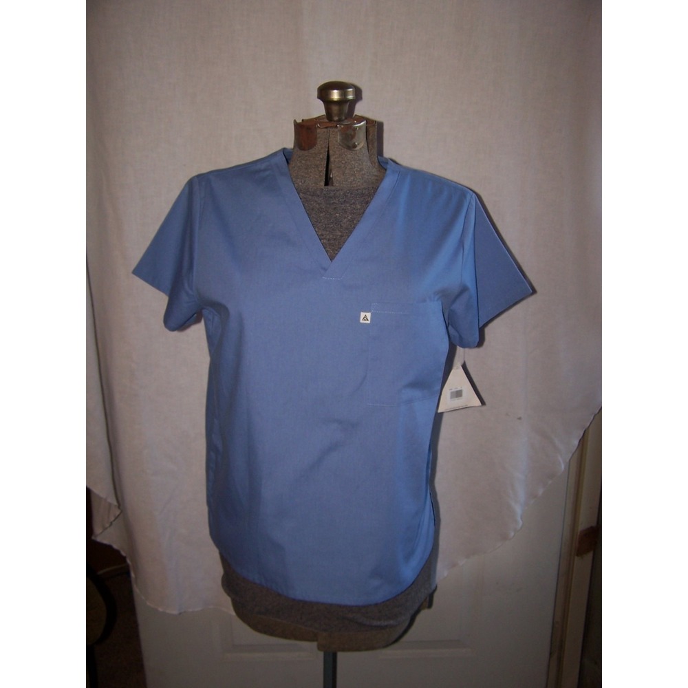 Cherokee Studio Scrub Top Ciel Blue V-Neck Chest Pocket 3800 Mens Small NWT